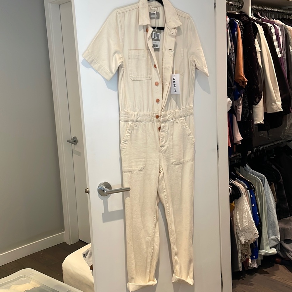 Everlane short sleeve denim jumpsuit